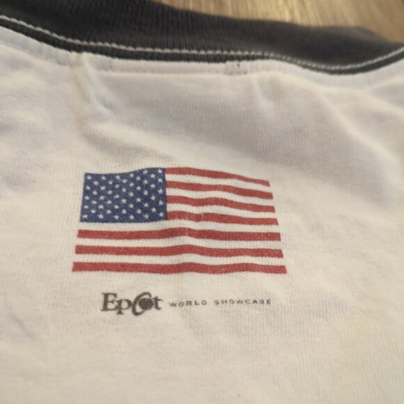 VTG Walt Disney World True USA Baseball Adult XL Ringer Shirt 90s Epcot Country - Picture 8 of 10